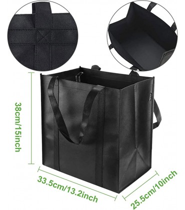 TSHAOUN 2 Stück Schwarze Einkaufstasche 38 x 33.5 x 25.5cm Große Einkaufstasche mit Tragegriffen und Kleiner Haken Faltbar Wiederverwendbarer Einkaufskorb für Einkaufen Picknick Camping - BQHKLE67